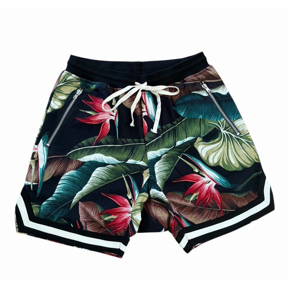 NWT FEAR OF GOD x JUNGLE GURL “Fifth Collection" Tropical Basketball Shorts L